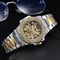 LONGLUX Luxury Skeleton Automatic Mens Diamond Stainless Steel Watch 3