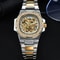 LONGLUX Luxury Skeleton Automatic Mens Diamond Stainless Steel Watch 6