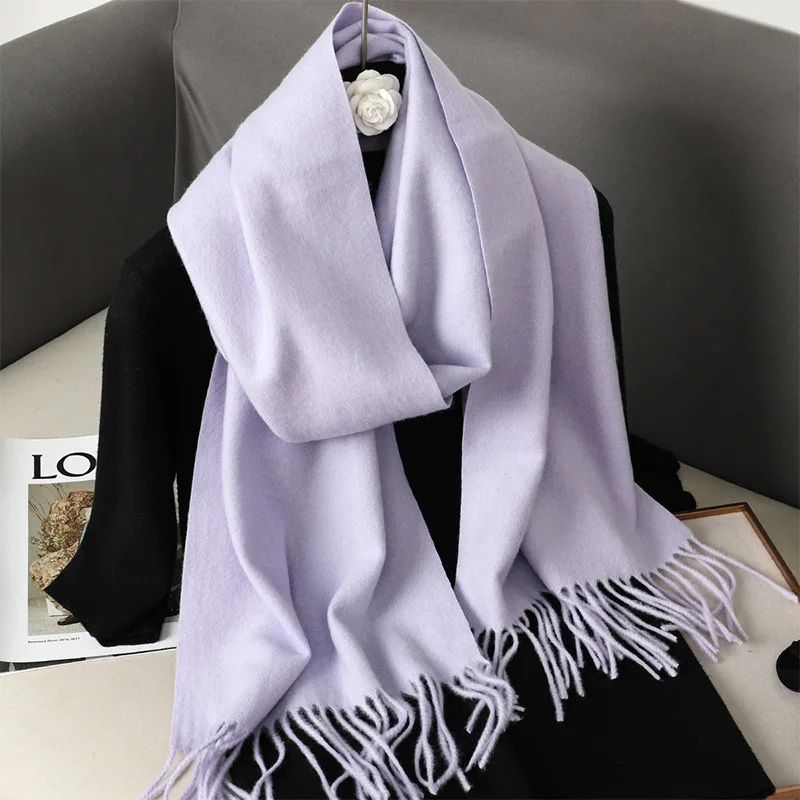 Luxe Winter CashmereFeel Womens Scarf Shawl With Tassels 2