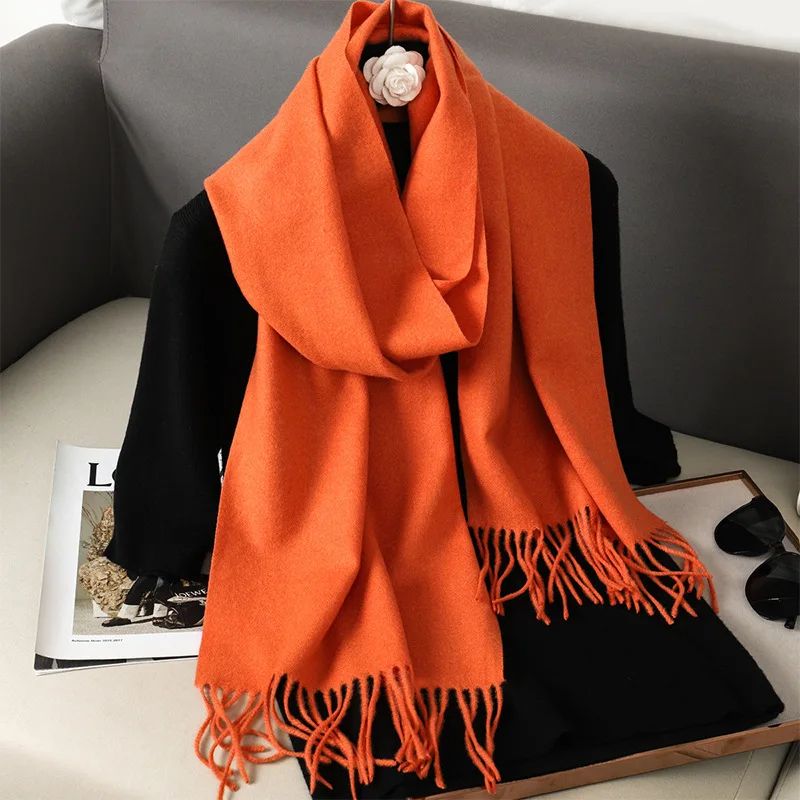 Luxe Winter CashmereFeel Womens Scarf Shawl With Tassels 17