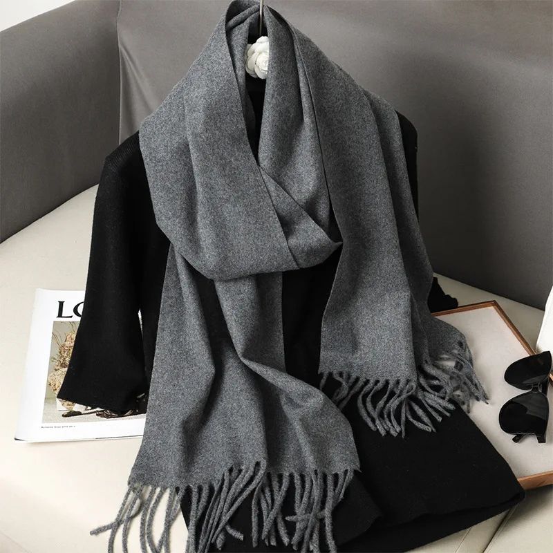 Luxe Winter CashmereFeel Womens Scarf Shawl With Tassels 19