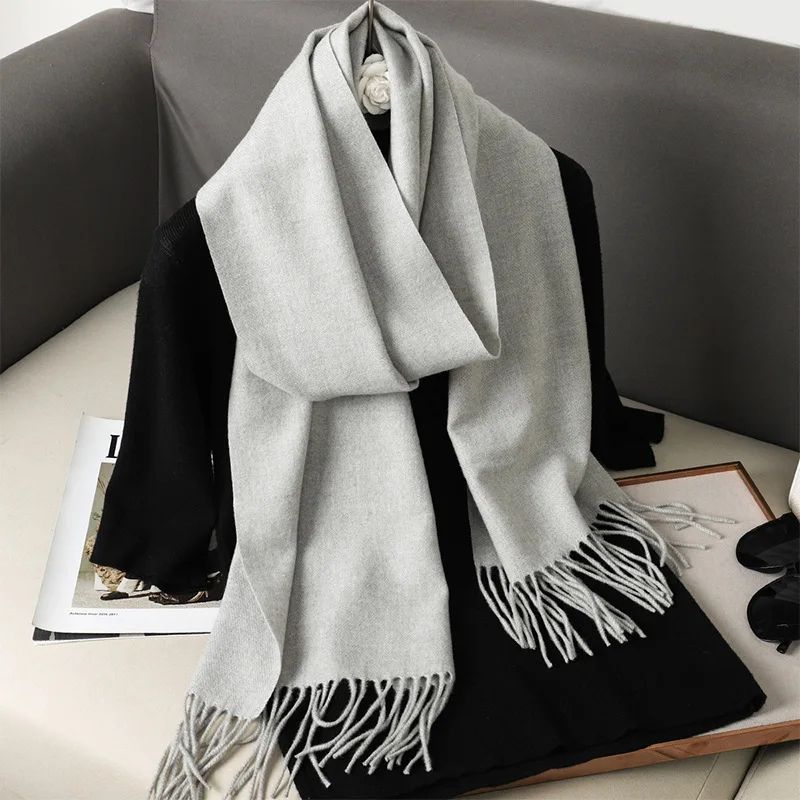 Luxe Winter CashmereFeel Womens Scarf Shawl With Tassels 20