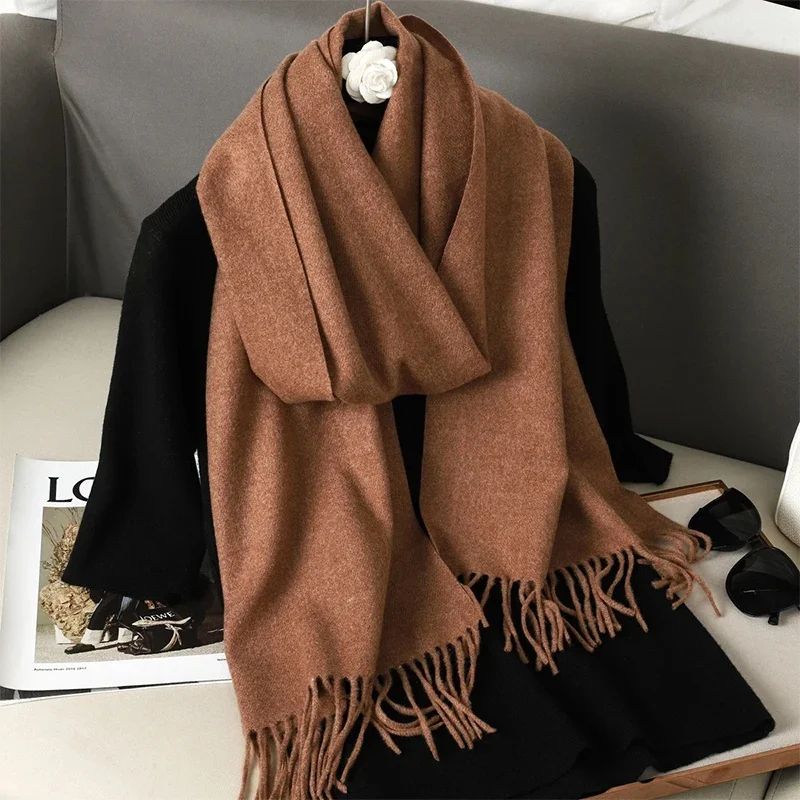 Luxe Winter CashmereFeel Womens Scarf Shawl With Tassels 23