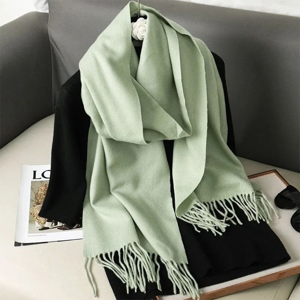 Luxe Winter CashmereFeel Womens Scarf Shawl With Tassels 25