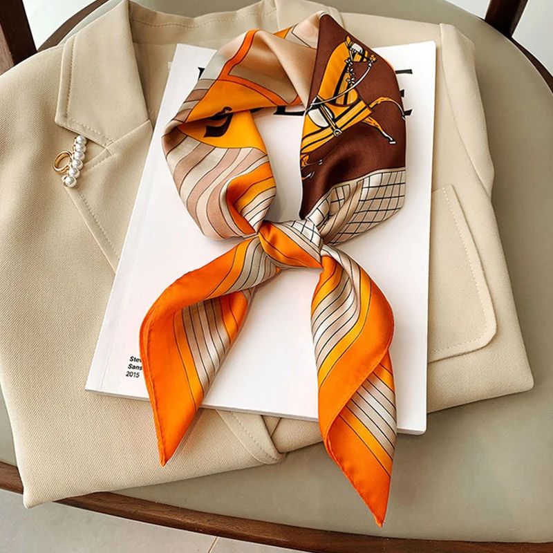 Luxury SilkFeel Square Scarf For Women 276in Satin Headband Neck Wrap Hair Bandana 4