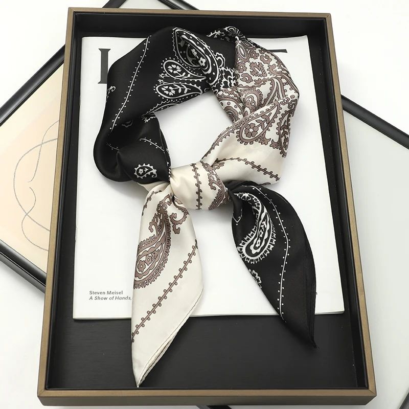 Luxury Satin Square Scarf For Women 276in Printed SilkFeel Neck Hair Bandana Wrap 6