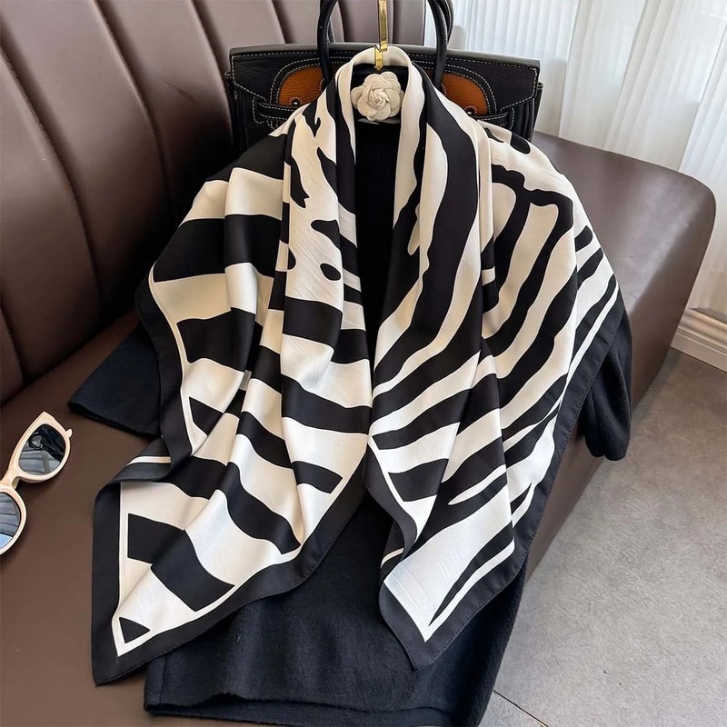 Luxury Twill SilkFeel Square Scarf For Women 354in Tree Print Head Shawl Hijab Neck Wrap 11