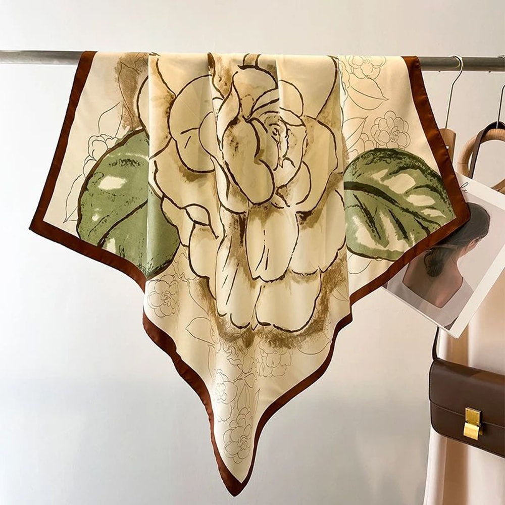 Luxury Twill SilkFeel Square Scarf For Women 354in Tree Print Head Shawl Hijab Neck Wrap 12