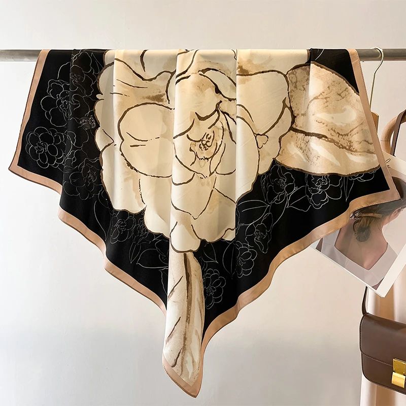 Luxury Twill SilkFeel Square Scarf For Women 354in Tree Print Head Shawl Hijab Neck Wrap 13