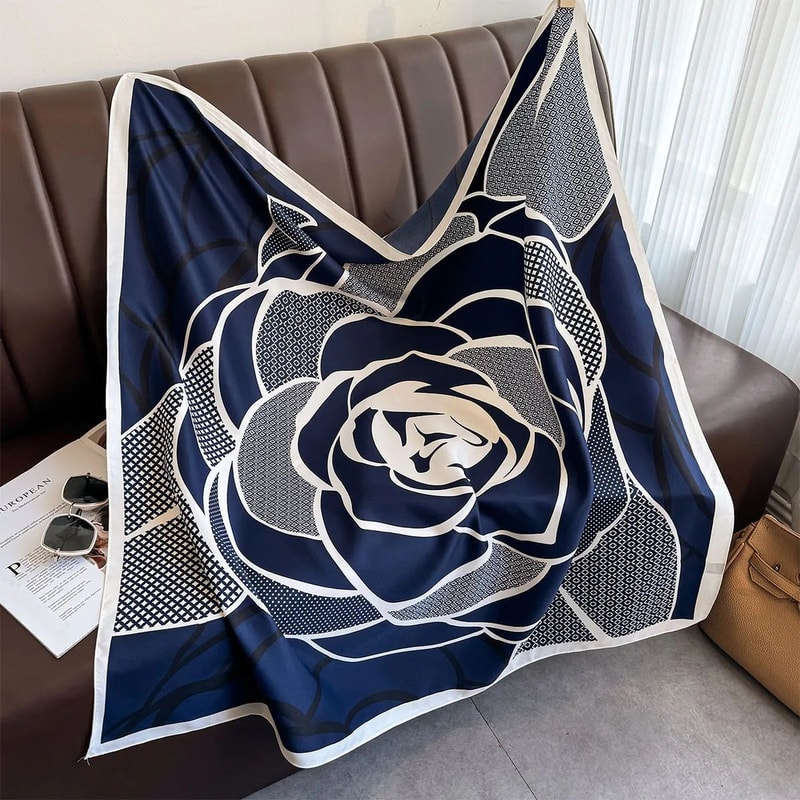 Luxury Twill SilkFeel Square Scarf For Women 354in Tree Print Head Shawl Hijab Neck Wrap 17