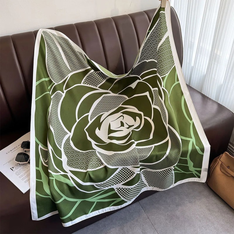 Luxury Twill SilkFeel Square Scarf For Women 354in Tree Print Head Shawl Hijab Neck Wrap 19