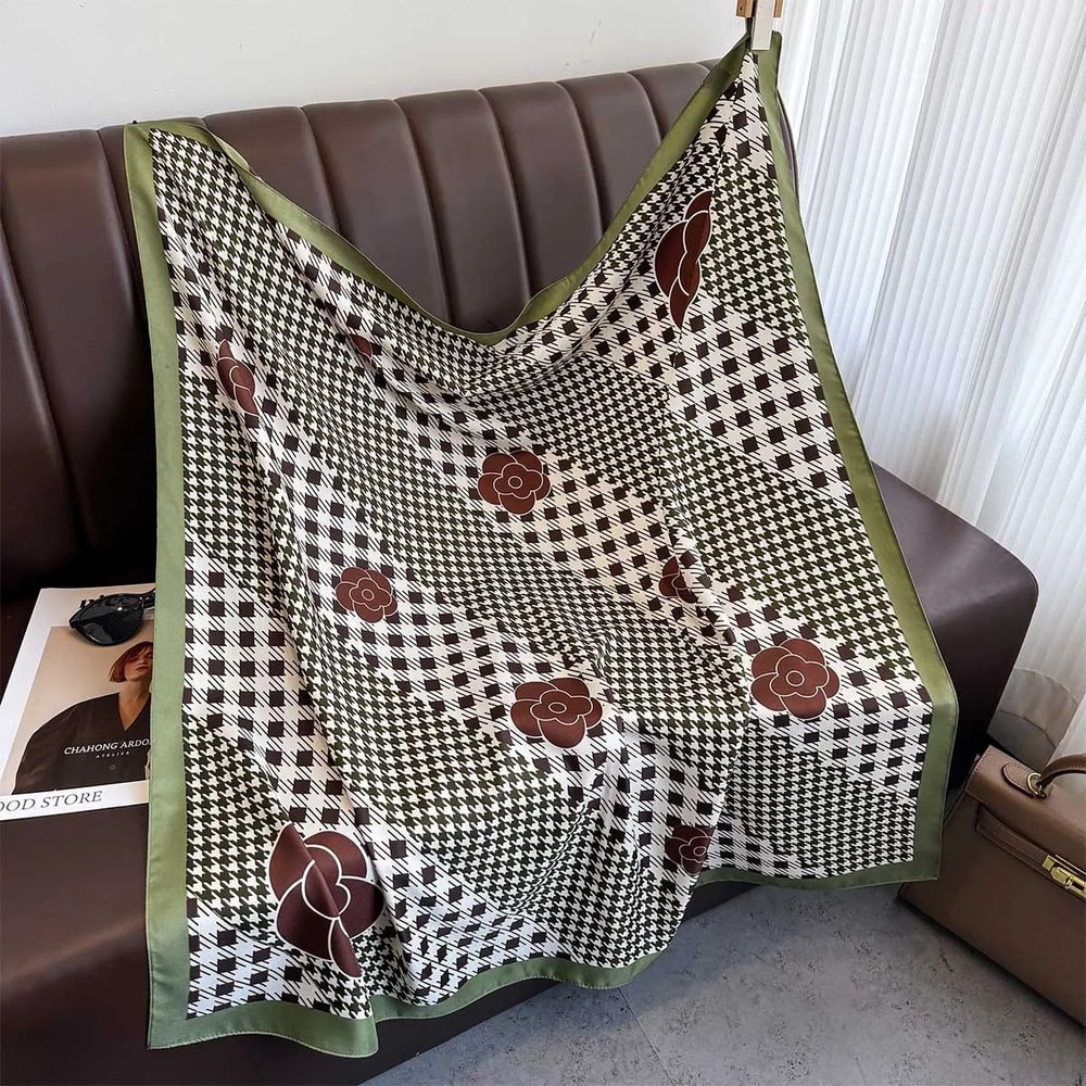 Luxury Twill SilkFeel Square Scarf For Women 354in Tree Print Head Shawl Hijab Neck Wrap 25