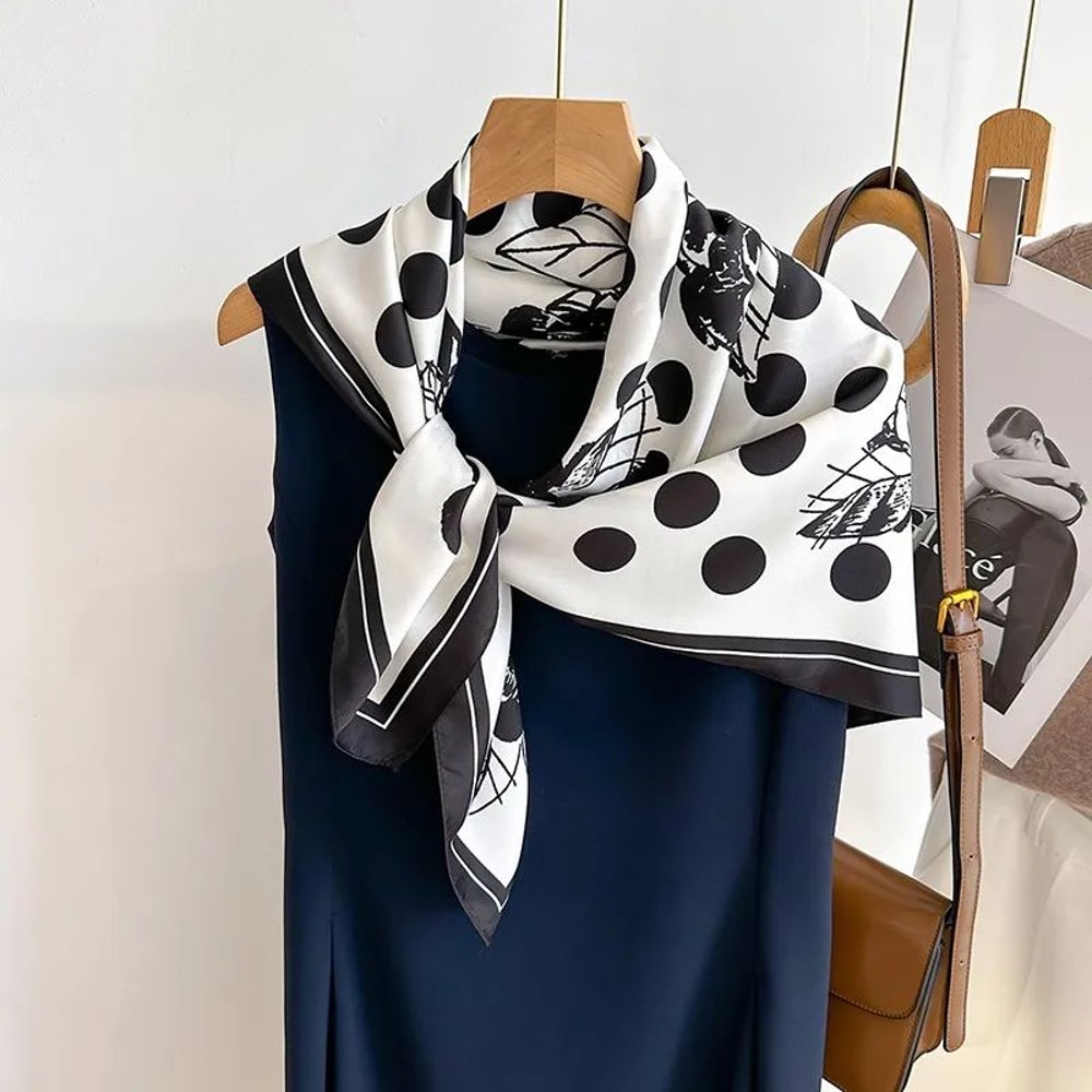 Luxury Twill SilkFeel Square Scarf For Women 354in Tree Print Head Shawl Hijab Neck Wrap 27