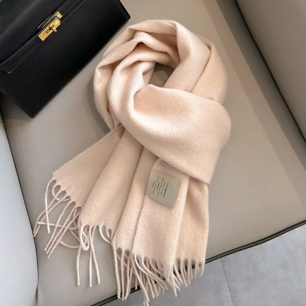 Premium 100 Wool Winter Narrow Scarf 28 Solid Colors Unisex Warm ColdProof Wrap 5