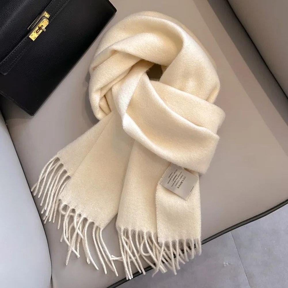 Premium 100% Wool Winter Narrow Scarf – 28 Solid Colors Unisex Warm & Cold-Proof Wrap