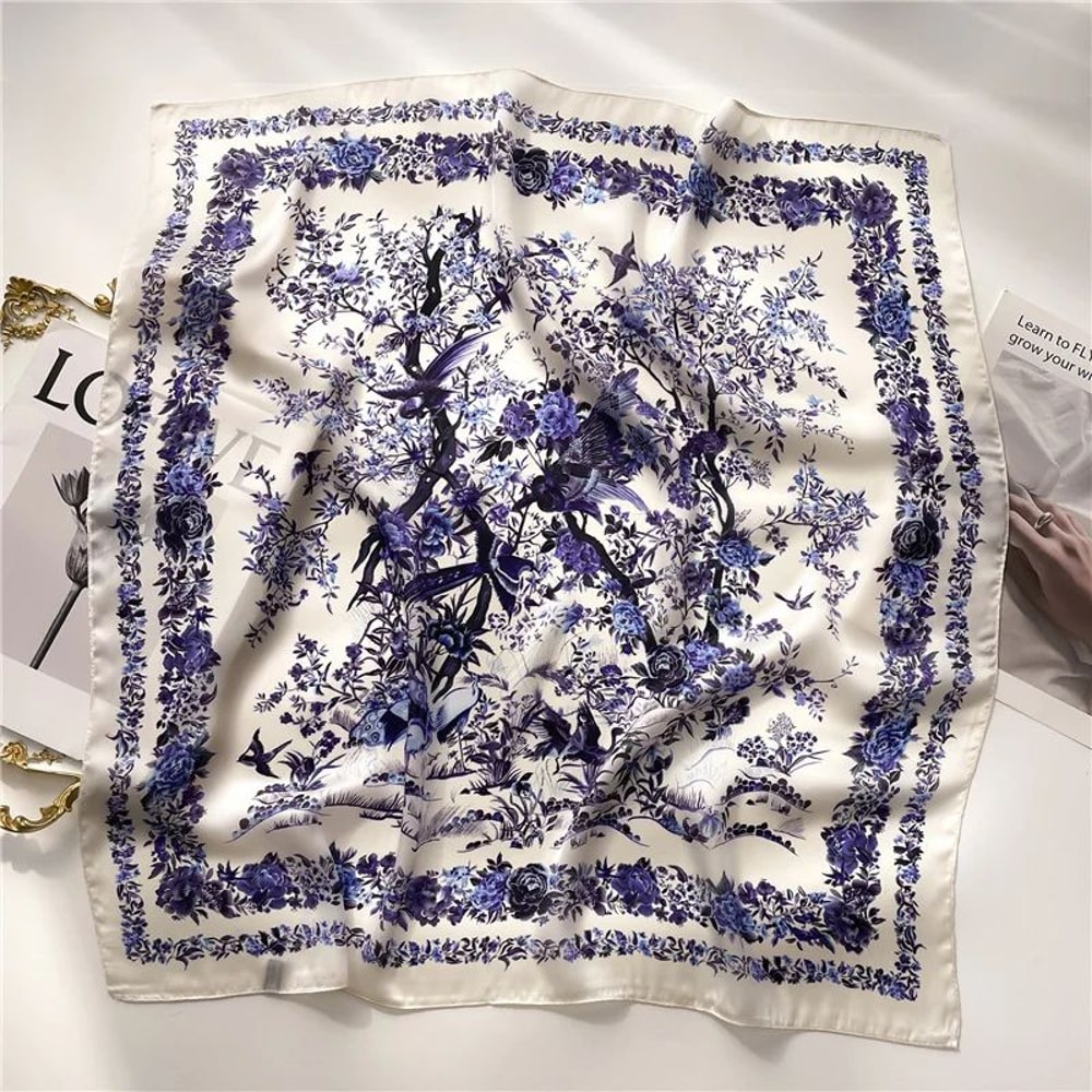 2025 Luxury SilkFeel Square Scarf For Women 276in Fashion Headband Neck Hair Bandana Wrap 19