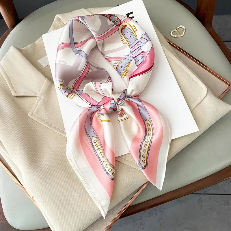 2025 Luxury SilkFeel Square Scarf For Women 276in Fashion Headband Neck Hair Bandana Wrap 21