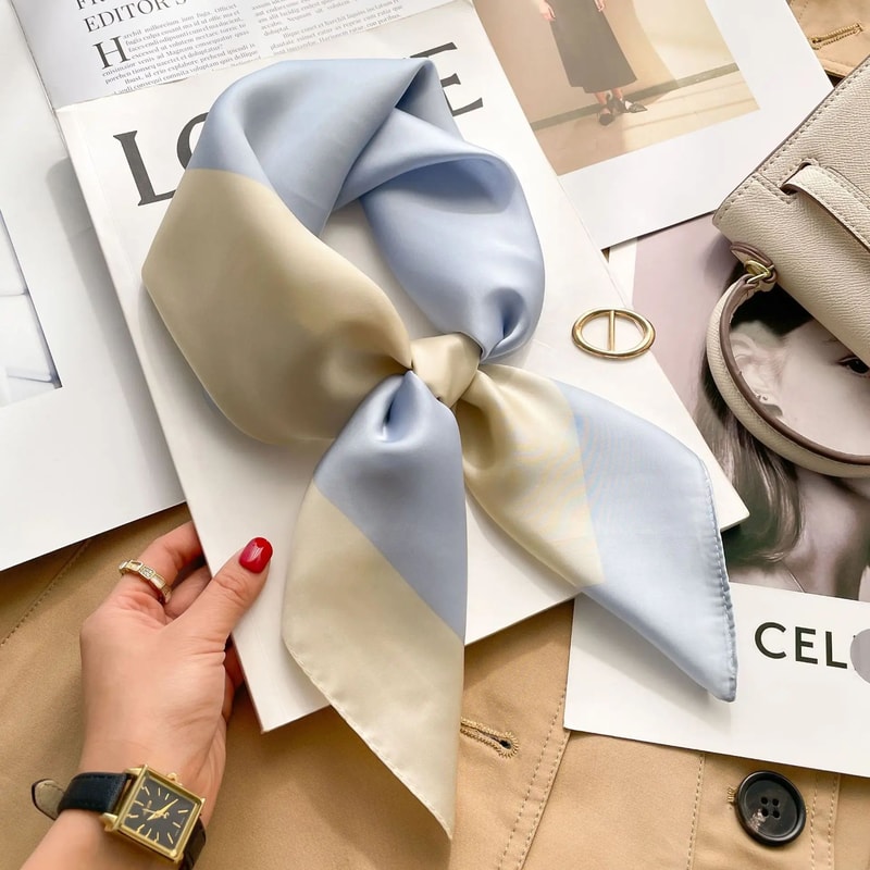 2025 Luxury SilkFeel Square Scarf For Women 276in Fashion Headband Neck Hair Bandana Wrap 25