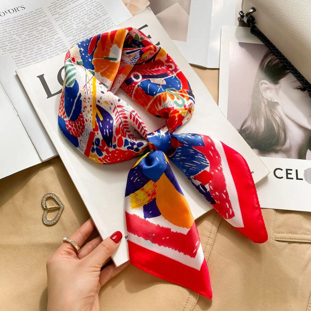 2025 Luxury SilkFeel Square Scarf For Women 276in Fashion Headband Neck Hair Bandana Wrap 27