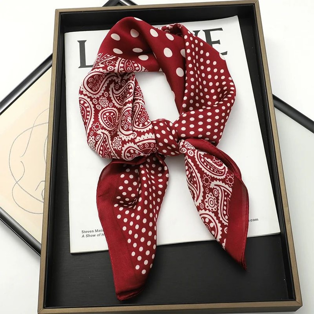 2025 Luxury SilkFeel Square Scarf For Women 276in Fashion Headband Neck Hair Bandana Wrap 28