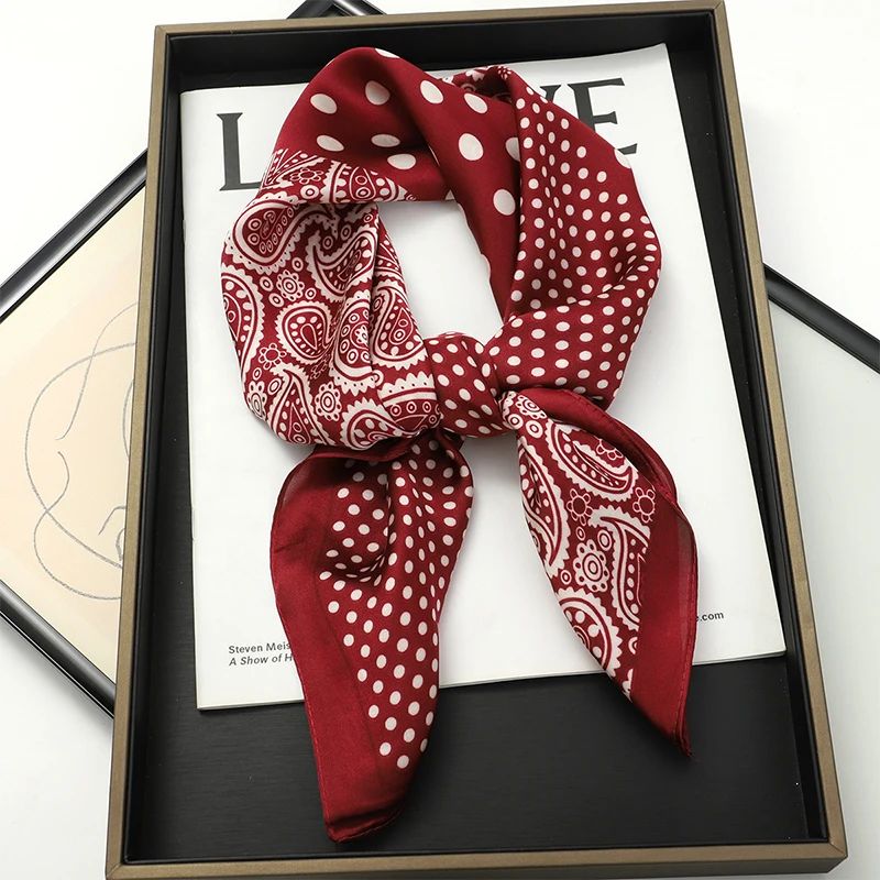 2025 Luxury SilkFeel Square Scarf For Women 276in Fashion Headband Neck Hair Bandana Wrap 28