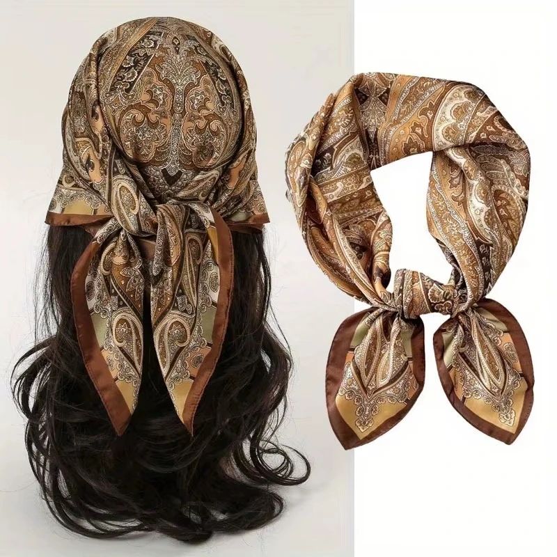 2025 Luxury SilkFeel Square Scarf For Women 276in Fashion Headband Neck Hair Bandana Wrap 0