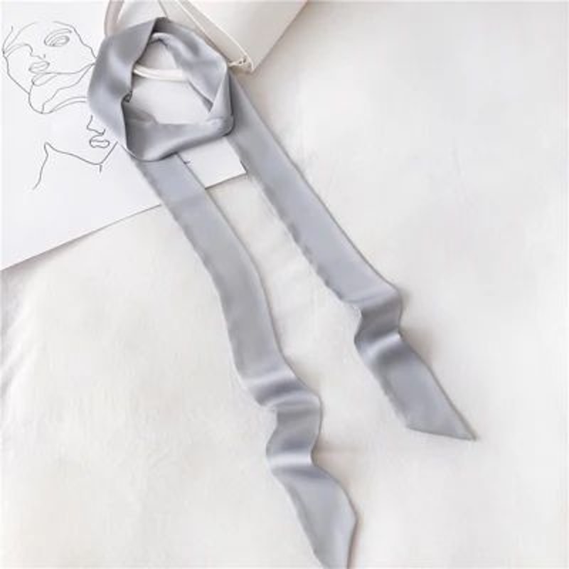748in Narrow Long Chiffon Scarf Solid Color Hair Ribbon Bag Tie Choker Streamer 6