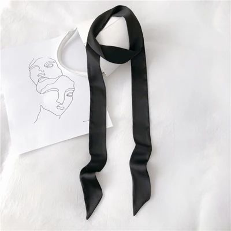 748in Narrow Long Chiffon Scarf Solid Color Hair Ribbon Bag Tie Choker Streamer 15