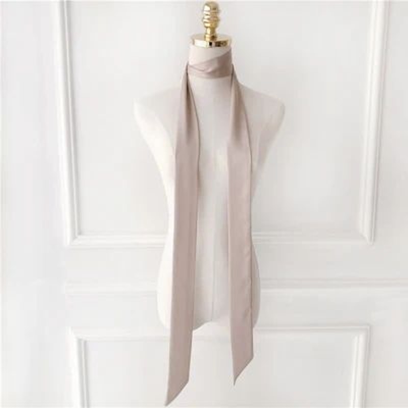 748in Narrow Long Chiffon Scarf Solid Color Hair Ribbon Bag Tie Choker Streamer 16