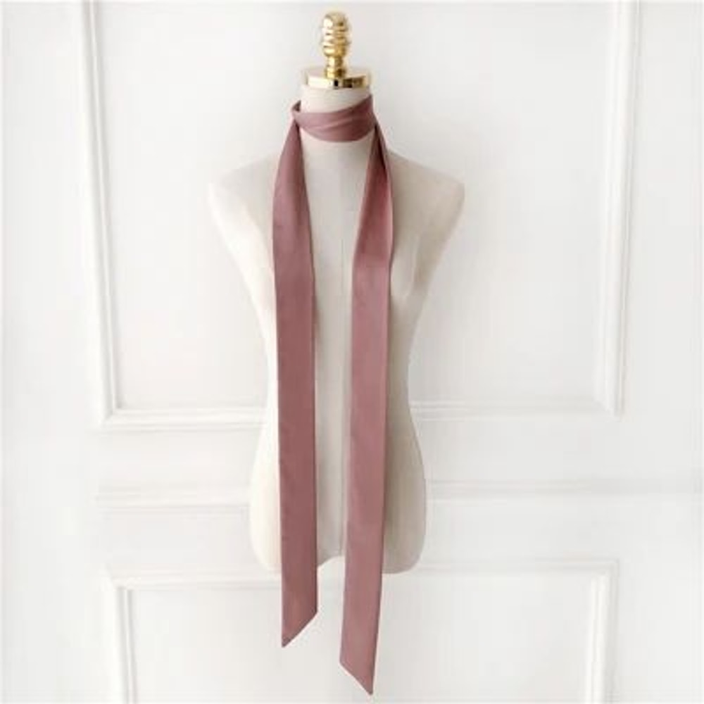 748in Narrow Long Chiffon Scarf Solid Color Hair Ribbon Bag Tie Choker Streamer 20