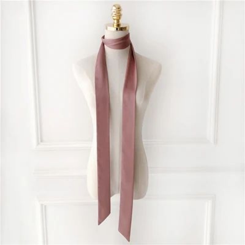 748in Narrow Long Chiffon Scarf Solid Color Hair Ribbon Bag Tie Choker Streamer 20