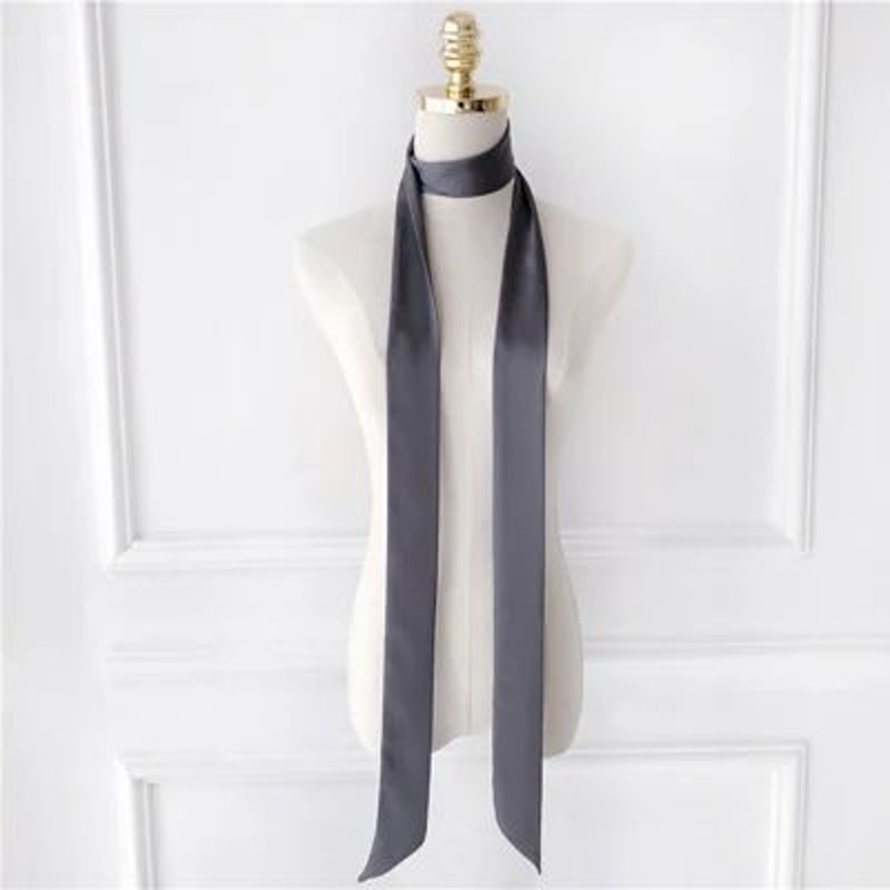 748in Narrow Long Chiffon Scarf Solid Color Hair Ribbon Bag Tie Choker Streamer 22