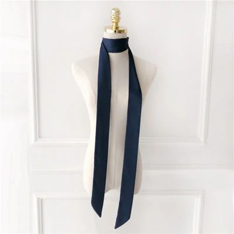 748in Narrow Long Chiffon Scarf Solid Color Hair Ribbon Bag Tie Choker Streamer 10