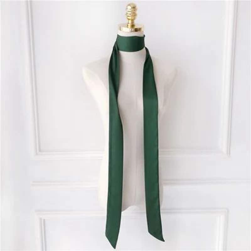 748in Narrow Long Chiffon Scarf Solid Color Hair Ribbon Bag Tie Choker Streamer 13