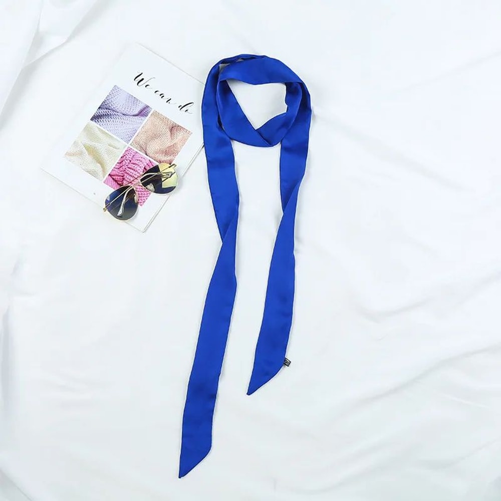 748in Narrow Long Chiffon Scarf Solid Color Hair Ribbon Bag Tie Choker Streamer 27