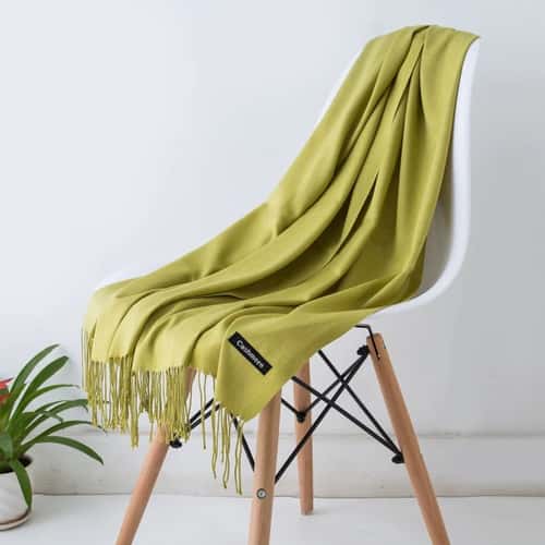 Designer Cashmere Feel Tassel Scarf – Solid Autumn Winter Pashmina Shawl Wrap
