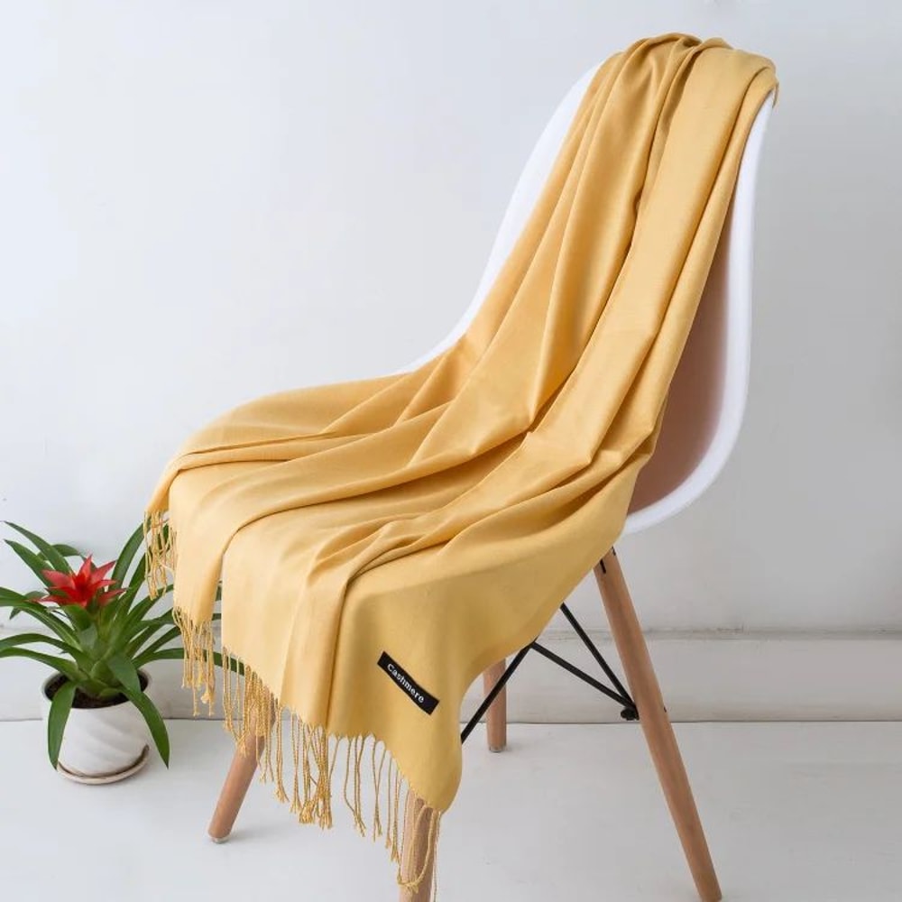 Designer Cashmere Feel Tassel Scarf Solid Autumn Winter Pashmina Shawl Wrap 27