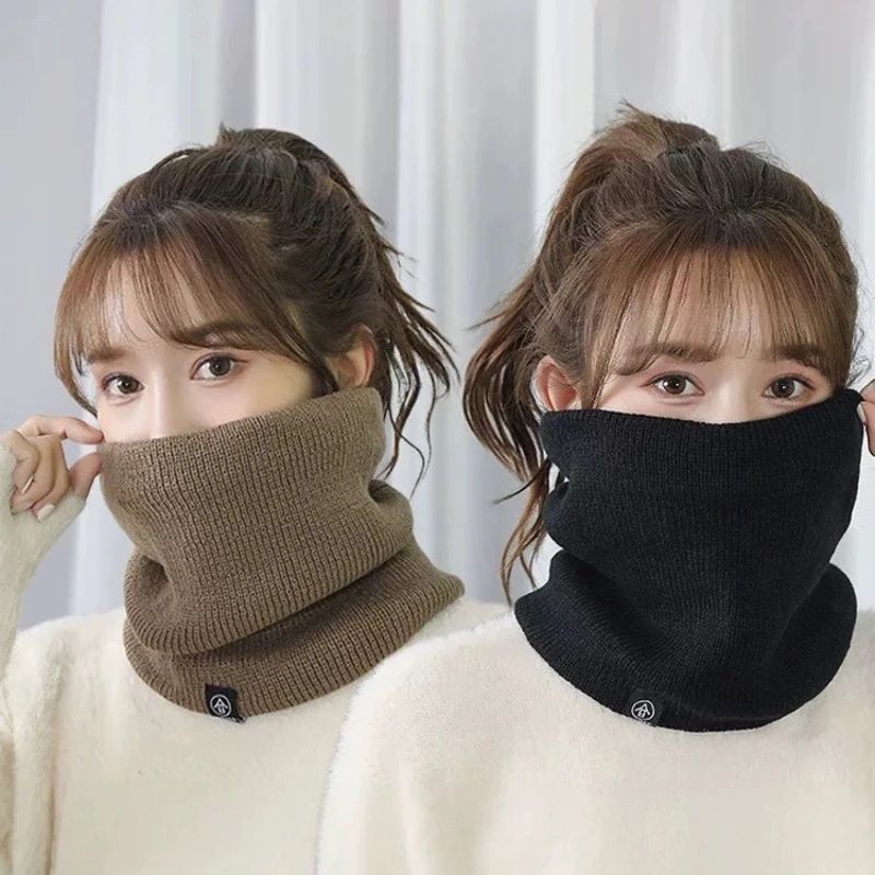 Winter Warm Knitted Neck Scarf Full Face Cover Plush CashmereFeel Thermal Neck Warmer For Women M 2