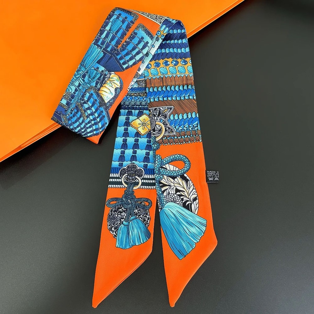 Luxury Zebra Floral Silk Skinny Scarf Designer Womens Hair Ribbon Neckerchief Bag Twilly 17