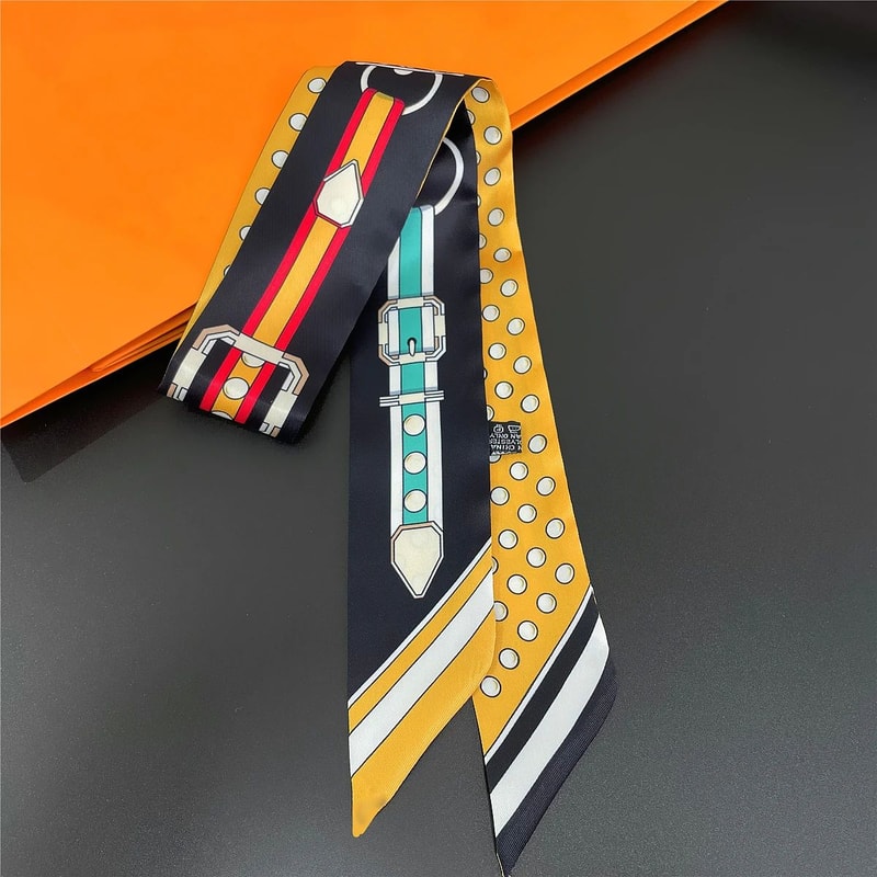 Luxury Zebra Floral Silk Skinny Scarf Designer Womens Hair Ribbon Neckerchief Bag Twilly 19