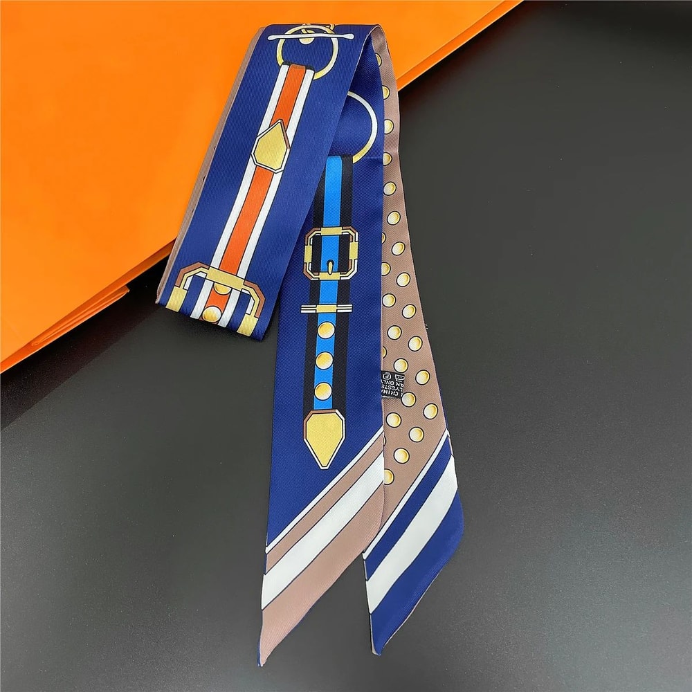 Luxury Zebra Floral Silk Skinny Scarf Designer Womens Hair Ribbon Neckerchief Bag Twilly 20