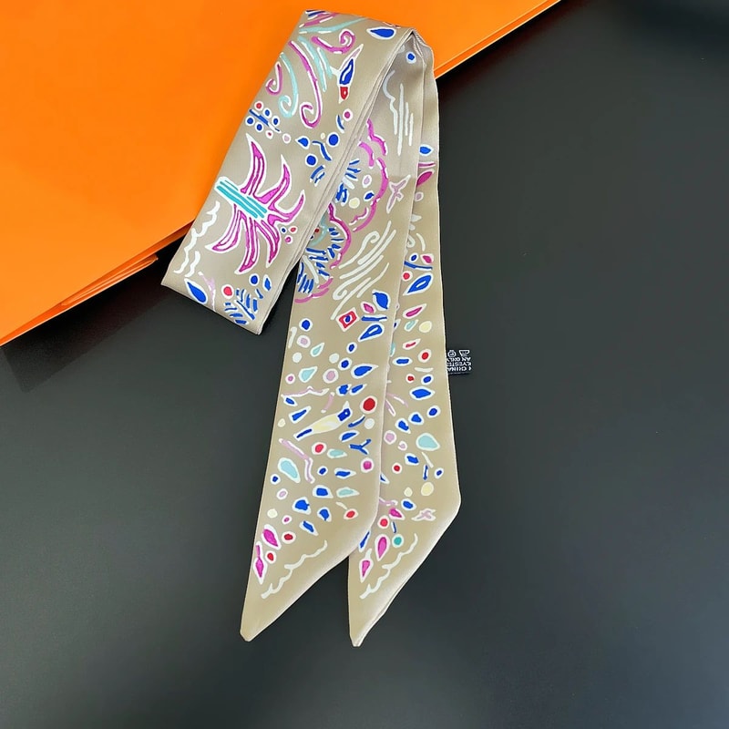 Luxury Zebra Floral Silk Skinny Scarf Designer Womens Hair Ribbon Neckerchief Bag Twilly 28