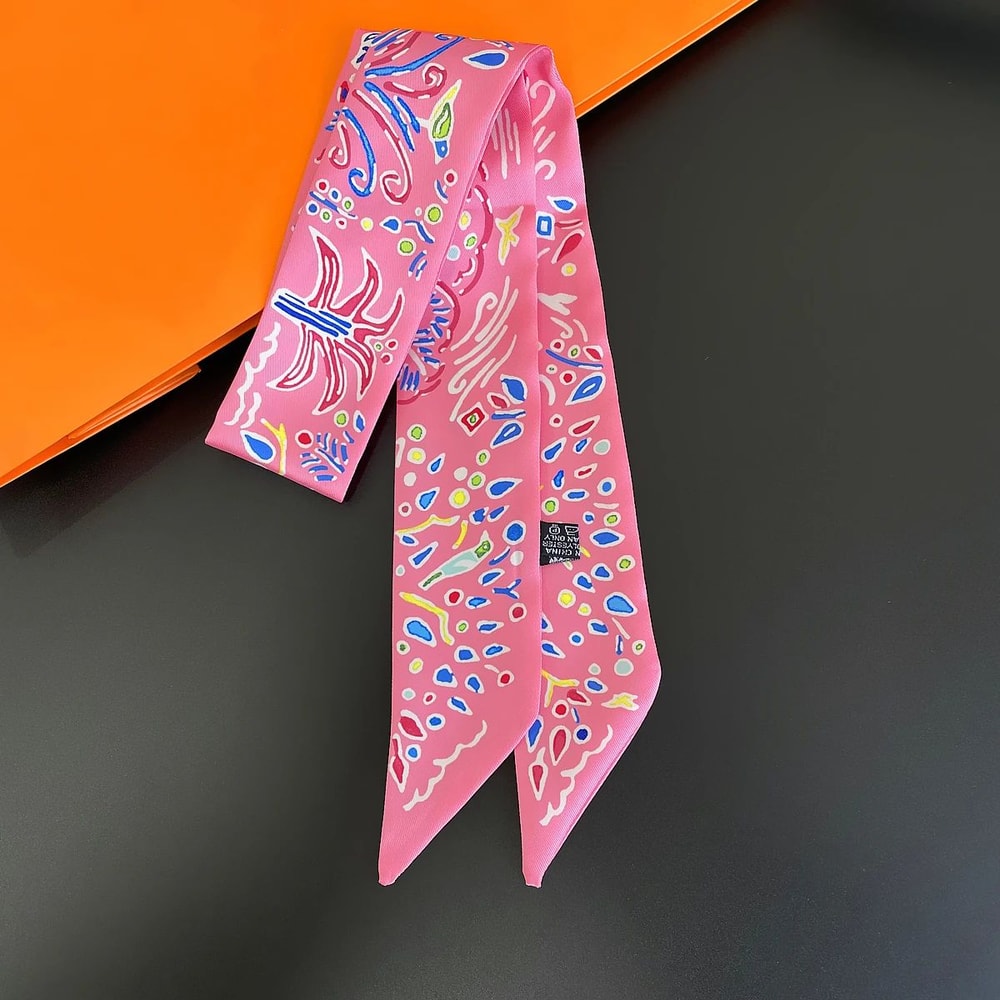 Luxury Zebra Floral Silk Skinny Scarf Designer Womens Hair Ribbon Neckerchief Bag Twilly 29