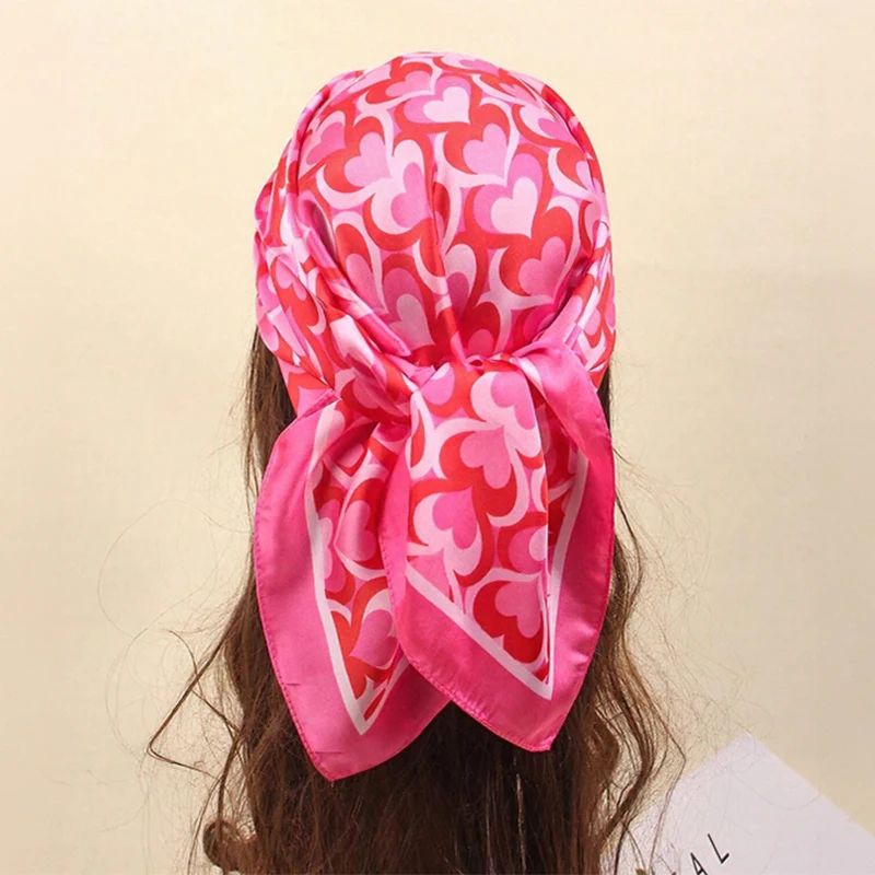 Elegant Lightweight Square Silk Scarf Breathable Womens Neck Hair Wrap 3