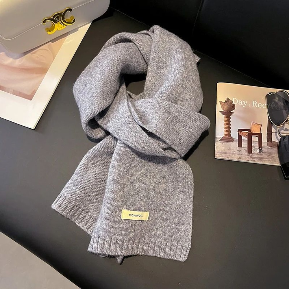 Premium Wool Knitted Winter Scarf Thick Warm CashmereFeel Pashmina Shawl 11