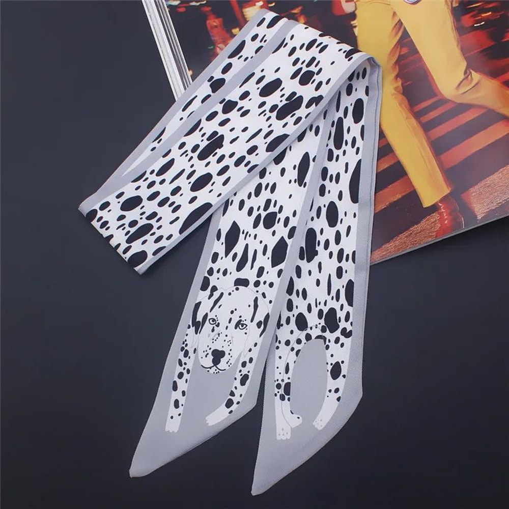 Luxury Animal Print Silk Skinny Scarf Designer Bag Ribbon Fashion Hair Tie 9