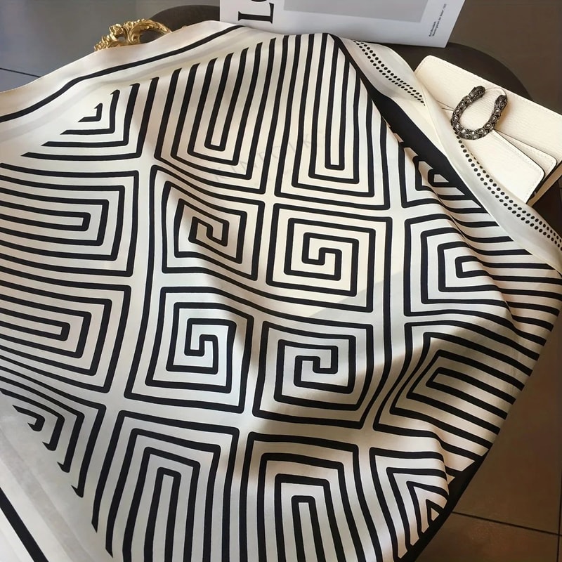 Elegant Nordic Faux Silk Square Scarf Chic AllSeason Decorative Shawl For Women 4