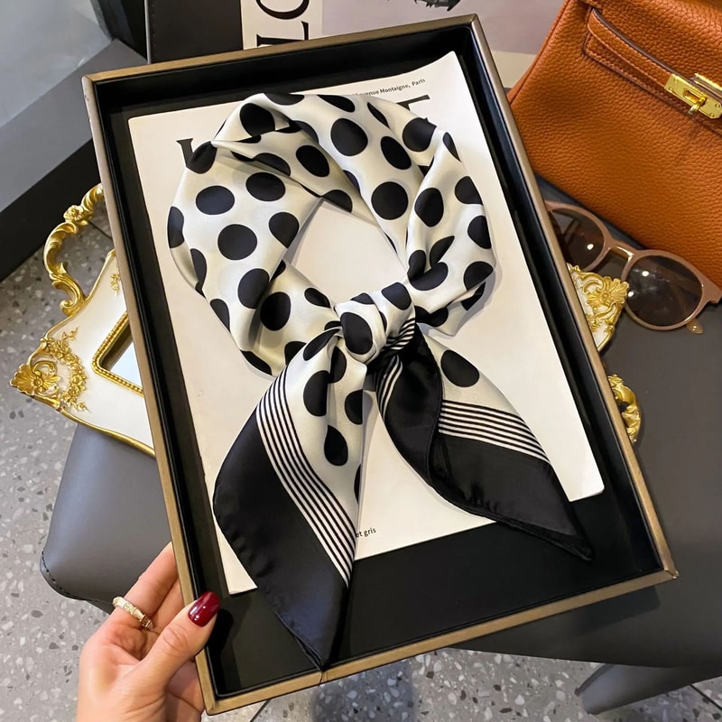 Elegant Nordic Faux Silk Square Scarf Chic AllSeason Decorative Shawl For Women 2