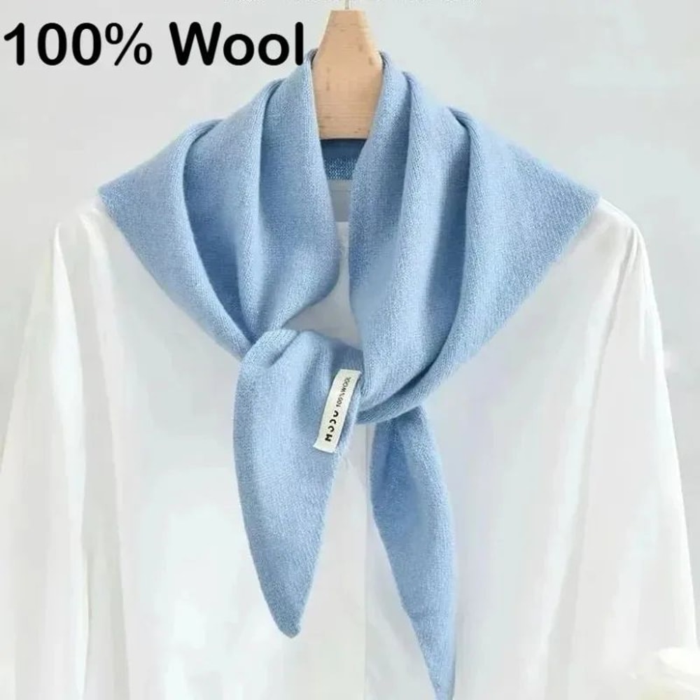 Australian Wool Knitted Triangle Scarf Womens Warm Autumn Winter Neck Shawl 1