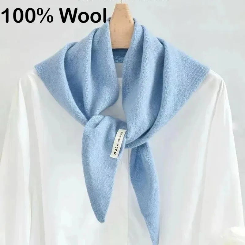 Australian Wool Knitted Triangle Scarf Womens Warm Autumn Winter Neck Shawl 1
